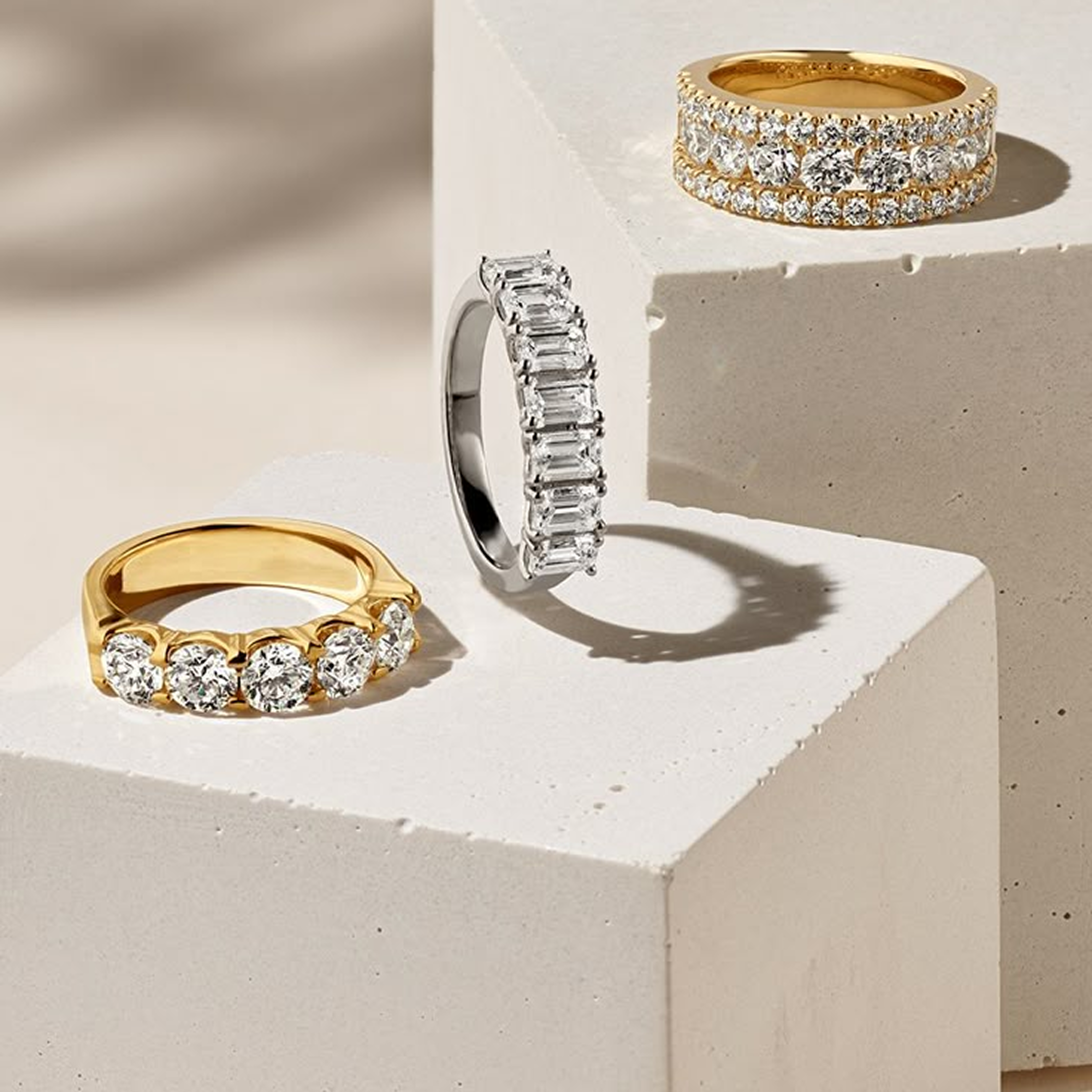Engagement ring with diamond being examined