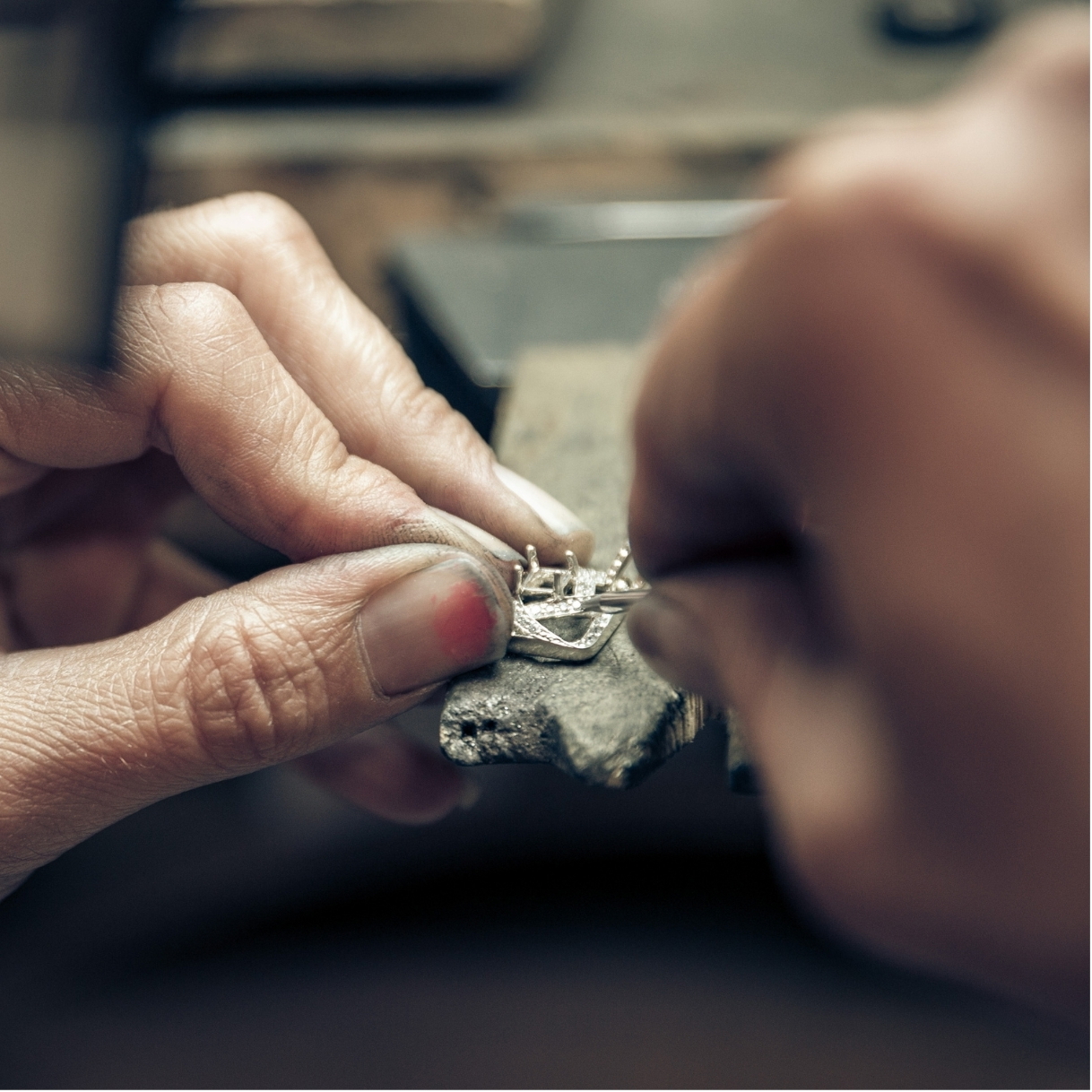 Sketch and render of a custom engagement ring in the design studio